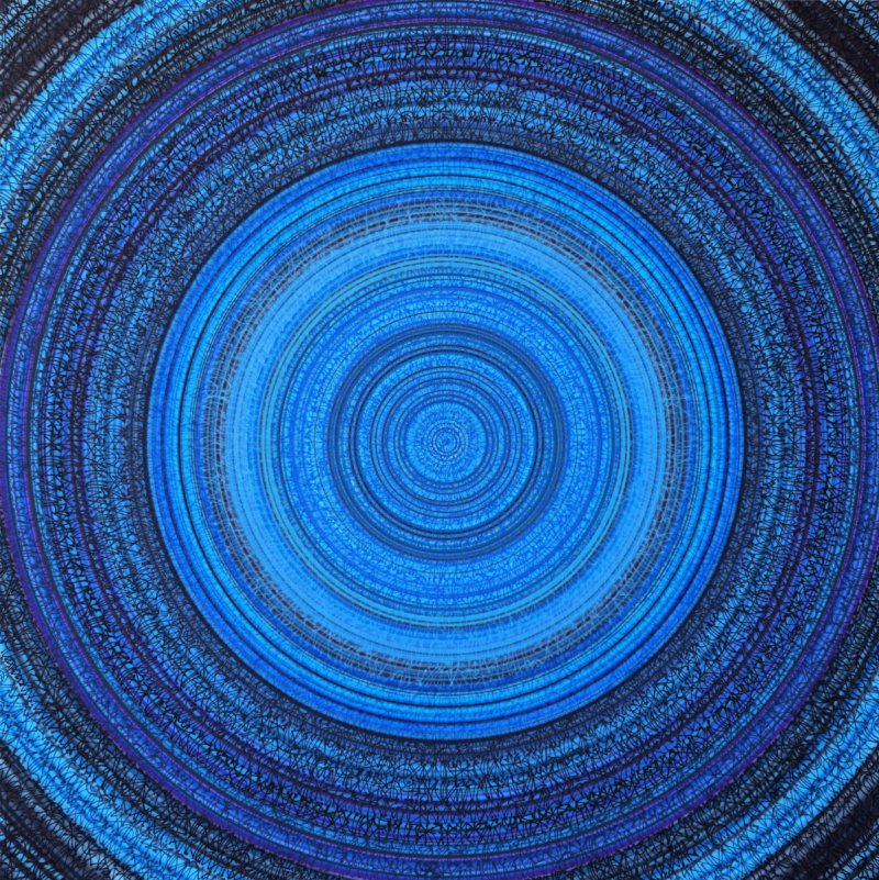 Kus po kouksku, airbrush na plátně, 110 x110 cm, 2017